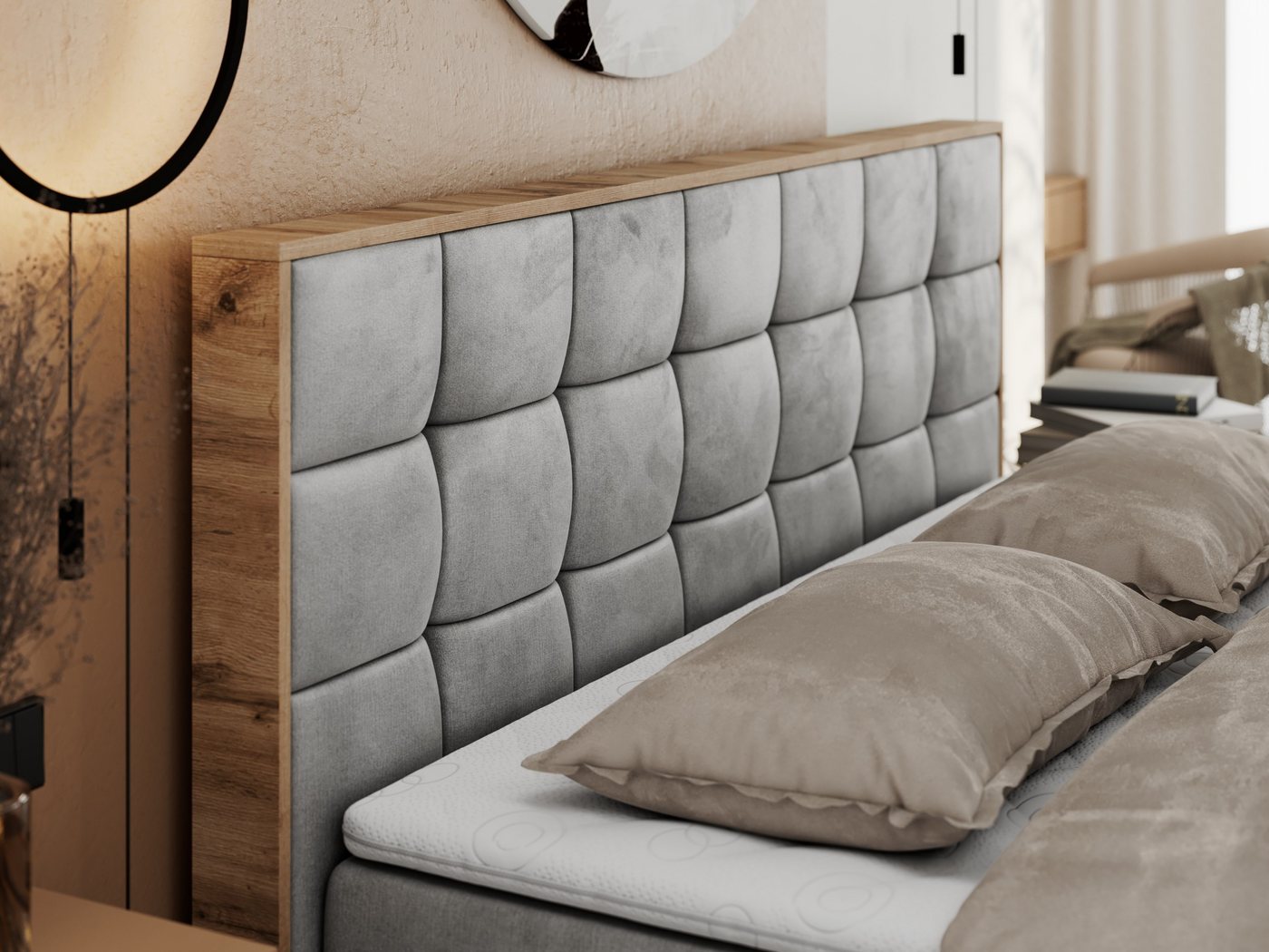 MKS MÖBEL Boxbett ALBERO 1 (Boxspringbett - Set, Packung, Topper T25/Visco, Stauraum, Matratzen, Bettkästen, T30-Schaum), Doppelbett, Multipocket-Matratzen, Möb – Bild 5 von 5
