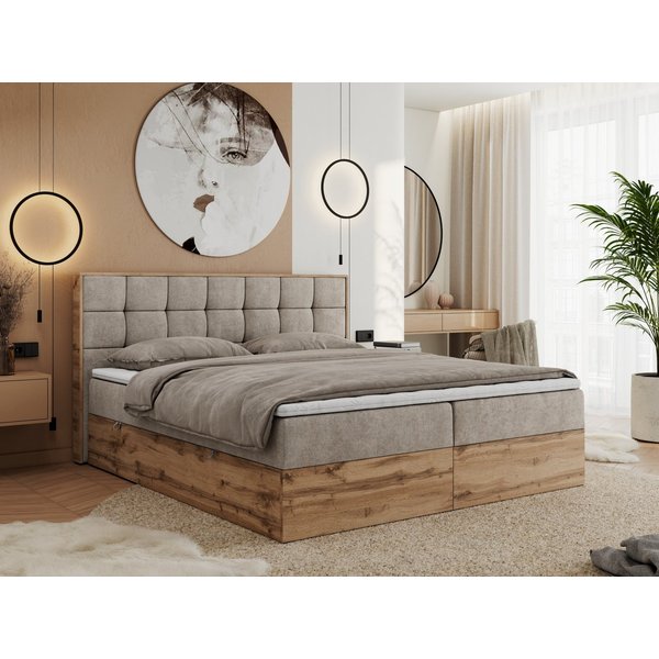 MKS MÖBEL Boxbett ALBERO 1 (Boxspringbett - Set, Packung, Topper T25/Visco, Stauraum, Matratzen, Bettkästen, T30-Schaum), Doppelbett, Multipocket-Matratzen, Möb