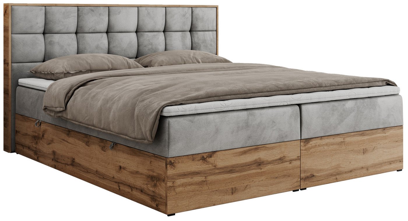 MKS MÖBEL Boxbett ALBERO 1 (Boxspringbett - Set, Packung, Topper T25/Visco, Stauraum, Matratzen, Bettkästen, T30-Schaum), Doppelbett, Multipocket-Matratzen, Möb – Bild 2 von 5