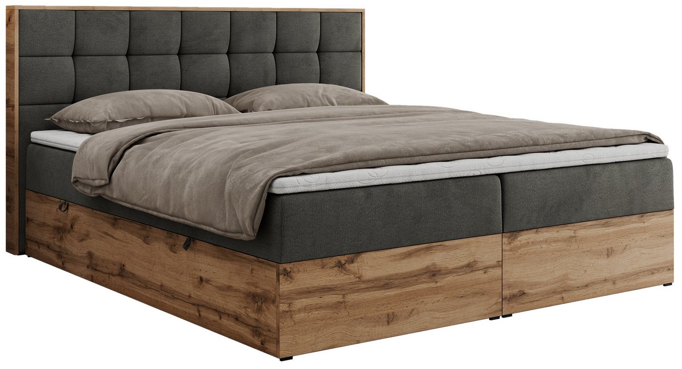 MKS MÖBEL Boxbett ALBERO 1 (Boxspringbett - Set, Packung, Topper T25/Visco, Stauraum, Matratzen, Bettkästen, T30-Schaum), Doppelbett, Multipocket-Matratzen, Möb – Bild 2 von 5
