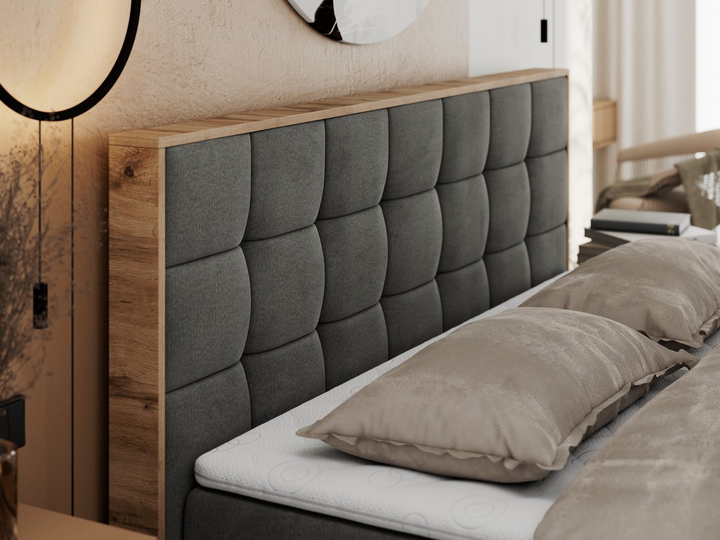 MKS MÖBEL Boxbett ALBERO 1 (Boxspringbett - Set, Packung, Topper T25/Visco, Stauraum, Matratzen, Bettkästen, T30-Schaum), Doppelbett, Multipocket-Matratzen, Möb – Bild 5 von 5