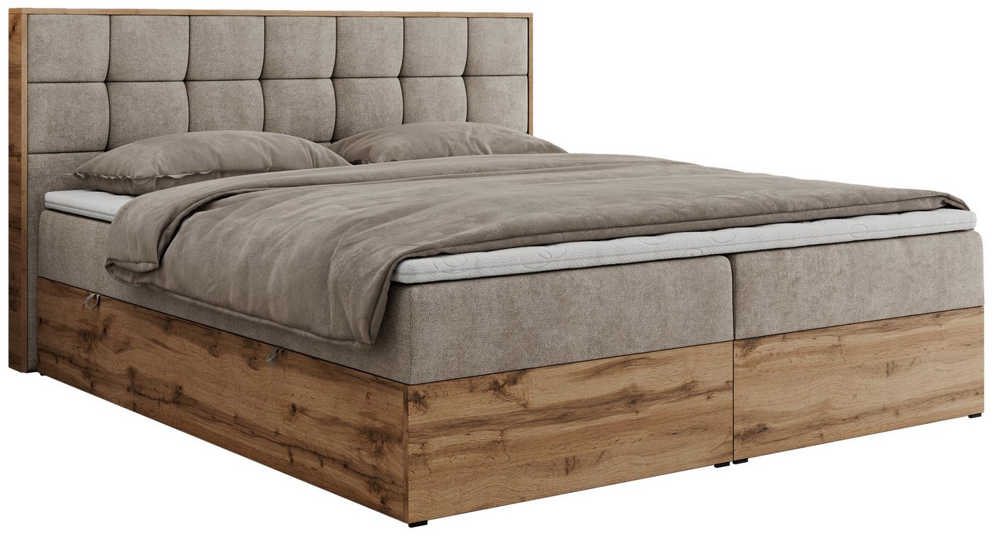 MKS MÖBEL Boxbett ALBERO 1 (Boxspringbett - Set, Packung, Topper T25/Visco, Stauraum, Matratzen, Bettkästen, T30-Schaum), Doppelbett, Multipocket-Matratzen, Möb – Bild 2 von 5