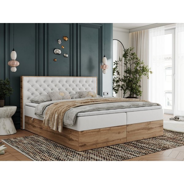 MKS MÖBEL Boxbett ALBERO 3 (Boxspringbett Set, Topper T25/Visco, T30-Schaum, Stauraum, Zwei Bettkästen, Matratzen), Multipocket-Matratze, Doppelbett, mit Möbelp