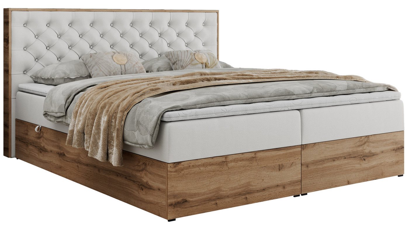 MKS MÖBEL Boxbett ALBERO 3 (Boxspringbett Set, Topper T25/Visco, T30-Schaum, Stauraum, Zwei Bettkästen, Matratzen), Multipocket-Matratze, Doppelbett, mit Möbelp – Bild 2 von 5