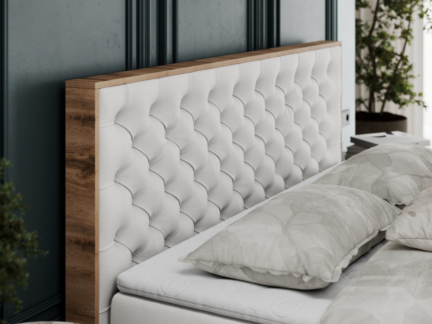 MKS MÖBEL Boxbett ALBERO 3 (Boxspringbett Set, Topper T25/Visco, T30-Schaum, Stauraum, Zwei Bettkästen, Matratzen), Multipocket-Matratze, Doppelbett, mit Möbelp – Bild 5 von 5