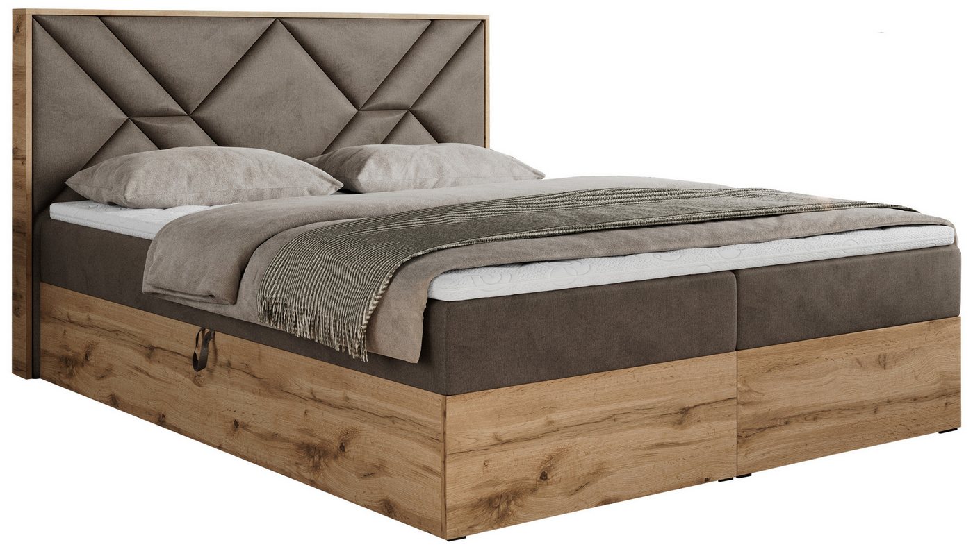 MKS MÖBEL Boxbett GUNAR (Boxspringett - Set, Packung, Zwei Bettkästen, Gepolstertes Kopfteil, Bett mit Multipocket-Matratze), Doppelbett, Multipocket-Matratze u – Bild 2 von 5