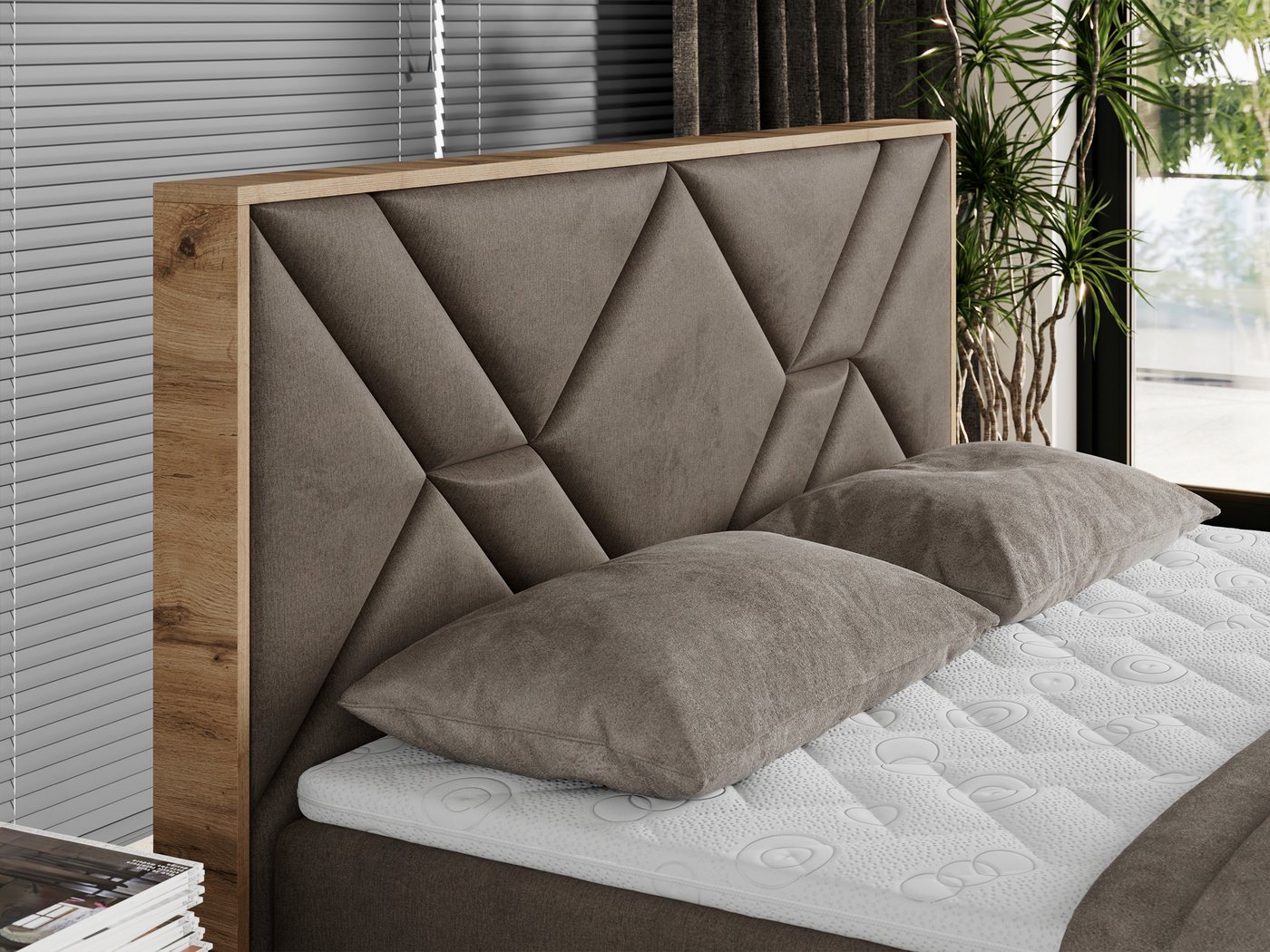 MKS MÖBEL Boxbett GUNAR (Boxspringett - Set, Packung, Zwei Bettkästen, Gepolstertes Kopfteil, Bett mit Multipocket-Matratze), Doppelbett, Multipocket-Matratze u – Bild 4 von 5