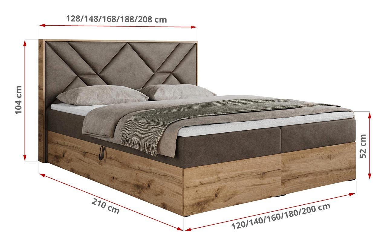 MKS MÖBEL Boxbett GUNAR (Boxspringett - Set, Packung, Zwei Bettkästen, Gepolstertes Kopfteil, Bett mit Multipocket-Matratze), Doppelbett, Multipocket-Matratze u – Bild 5 von 5