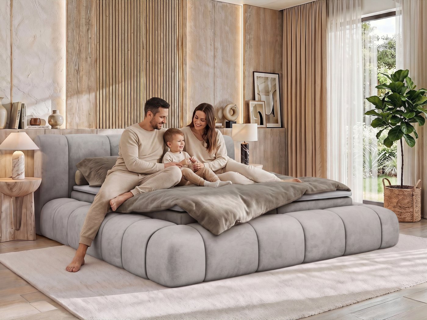 MKS MÖBEL Boxbett NUBEA (Boxspringbett - Set, Packung, inkl. 2 Bettkästen, Matratze H3/H4 und Topper Visco oder T25), Feder-Hebemechanik, 7-Zonen-Multipocket-Ma – Bild 4 von 5