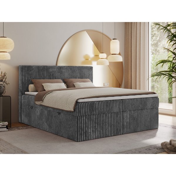 MKS MÖBEL Boxbett TILIANO (Boxspringbett - Set, packung, Gepolstertes Kopfteil, Visco-Topper, Polsterbett, T30-Schaum), Doppelbett, Multipocket-Matratzen, Zwei 