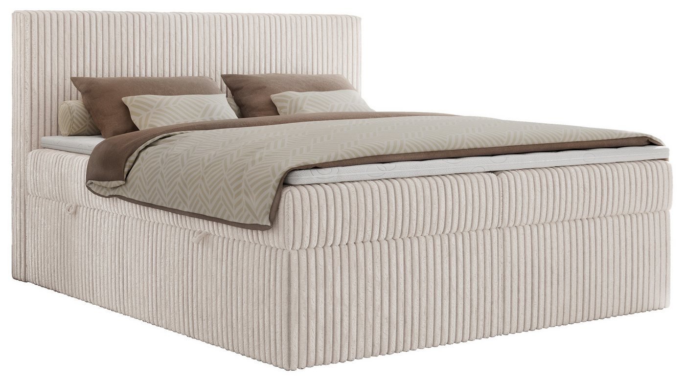 MKS MÖBEL Boxbett TILIANO (Boxspringbett - Set, packung, Gepolstertes Kopfteil, Visco-Topper, Polsterbett, T30-Schaum), Doppelbett, Multipocket-Matratzen, Zwei  – Bild 2 von 5