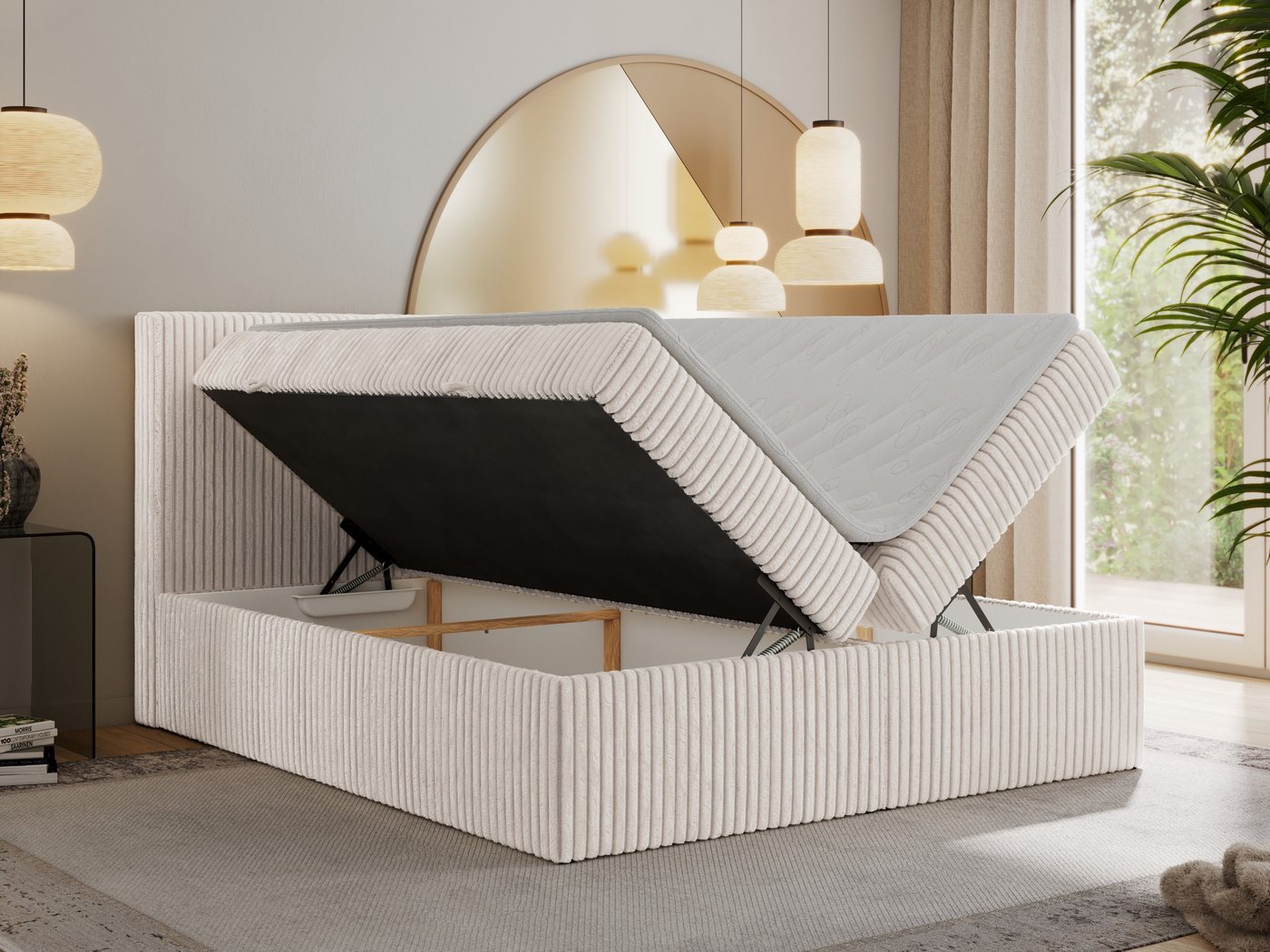 MKS MÖBEL Boxbett TILIANO (Boxspringbett - Set, packung, Gepolstertes Kopfteil, Visco-Topper, Polsterbett, T30-Schaum), Doppelbett, Multipocket-Matratzen, Zwei  – Bild 4 von 5