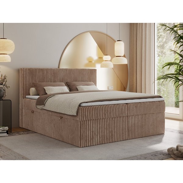 MKS MÖBEL Boxbett TILIANO (Boxspringbett - Set, packung, Gepolstertes Kopfteil, Topper T25, Polsterbett, T30-Schaum), Doppelbett, Multipocket-Matratzen, Zwei Be
