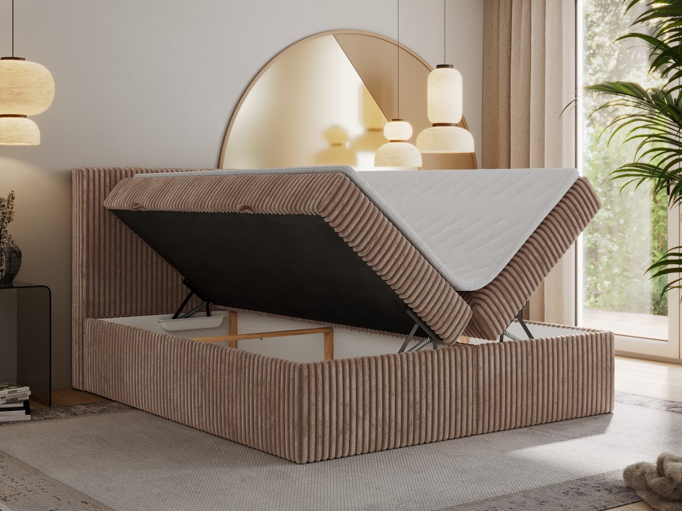 MKS MÖBEL Boxbett TILIANO (Boxspringbett - Set, packung, Gepolstertes Kopfteil, Topper T25, Polsterbett, T30-Schaum), Doppelbett, Multipocket-Matratzen, Zwei Be – Bild 4 von 5