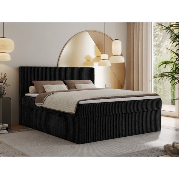 MKS MÖBEL Boxbett TILIANO (Boxspringbett - Set, packung, Gepolstertes Kopfteil, Topper T25, Polsterbett, T30-Schaum), Doppelbett, Multipocket-Matratzen, Zwei Be
