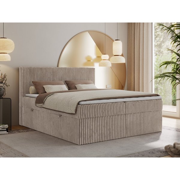 MKS MÖBEL Boxbett TILIANO (Boxspringbett - Set, packung, Gepolstertes Kopfteil, Visco-Topper, Polsterbett, T30-Schaum), Doppelbett, Multipocket-Matratzen, Zwei 