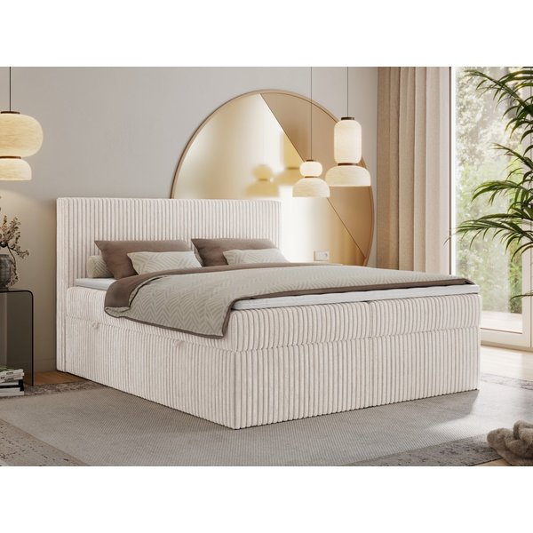 MKS MÖBEL Boxbett TILIANO (Boxspringbett - Set, packung, Gepolstertes Kopfteil, Topper T25, Polsterbett, T30-Schaum), Doppelbett, Multipocket-Matratzen, Zwei Be