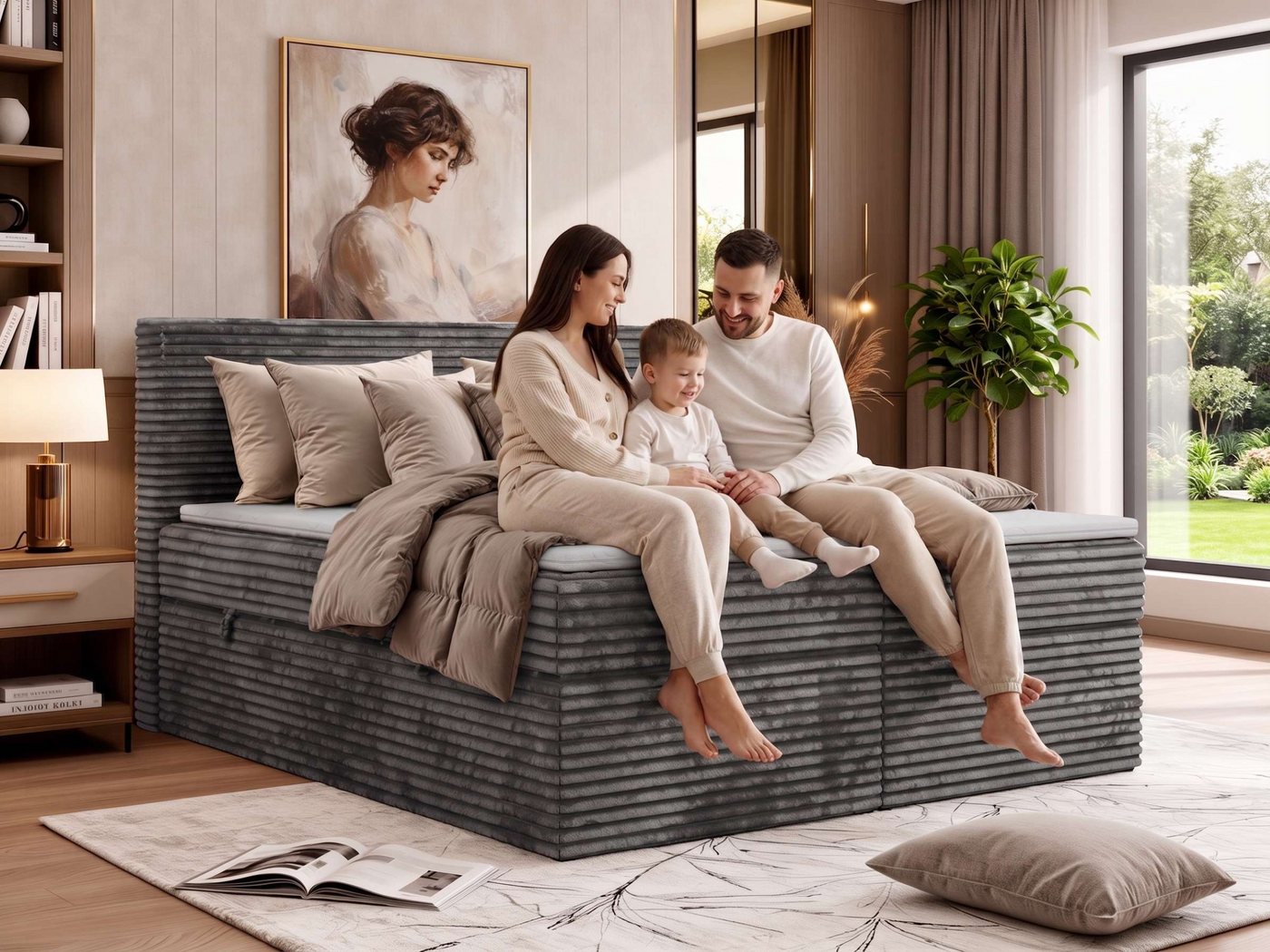 MKS MÖBEL Boxbett TILION (Boxspringbett - Set, Packung, Gepolstertes Kopfteil, Topper T25, Polsterbett, T30-Schaum), Doppelbett, Multipocket-Matratzen, Zwei Bet – Bild 4 von 5