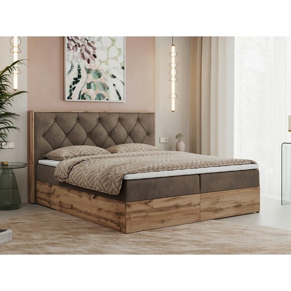 MKS MÖBEL Boxbett VENETO (Boxspringbett - set, Packung, Polsterbett, zwei Bettkästen, Topper T25/Visco, T30-Schaum), Multipocket Matratzen, Rahmen des Bettes in