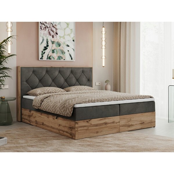 MKS MÖBEL Boxbett VENETO (Boxspringbett - set, Packung, Polsterbett, zwei Bettkästen, Topper T25/Visco, T30-Schaum), Multipocket Matratzen, Rahmen des Bettes in