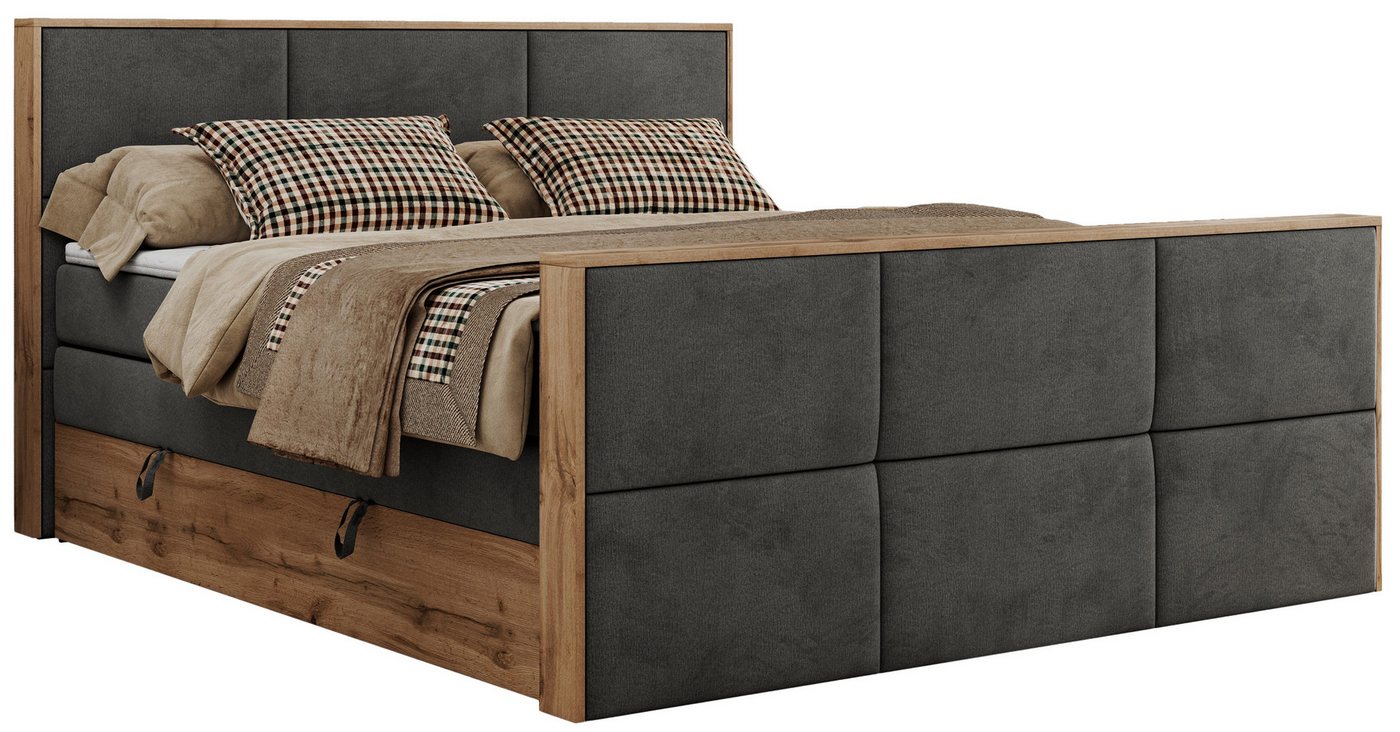 MKS MÖBEL Boxspringbett ALBERO 2 KING DUO (Packung, Set, Bettkästen, Topper T25/Visco, T30-Schaum, Möbelplattenelementen), Doppelbett, Multipocket-Matratzen, Bo – Bild 2 von 5