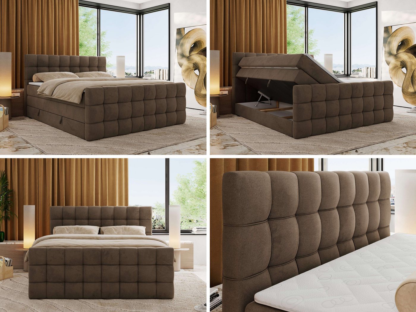 MKS MÖBEL Boxspringbett ALTIVO KING DUO (Packung, Set, Bettkästen, Topper T25/Visco, T30-Schaum, 120-200x200 cm), Doppelbett, Multipocket-Matratzen, Boxspringbe – Bild 3 von 5