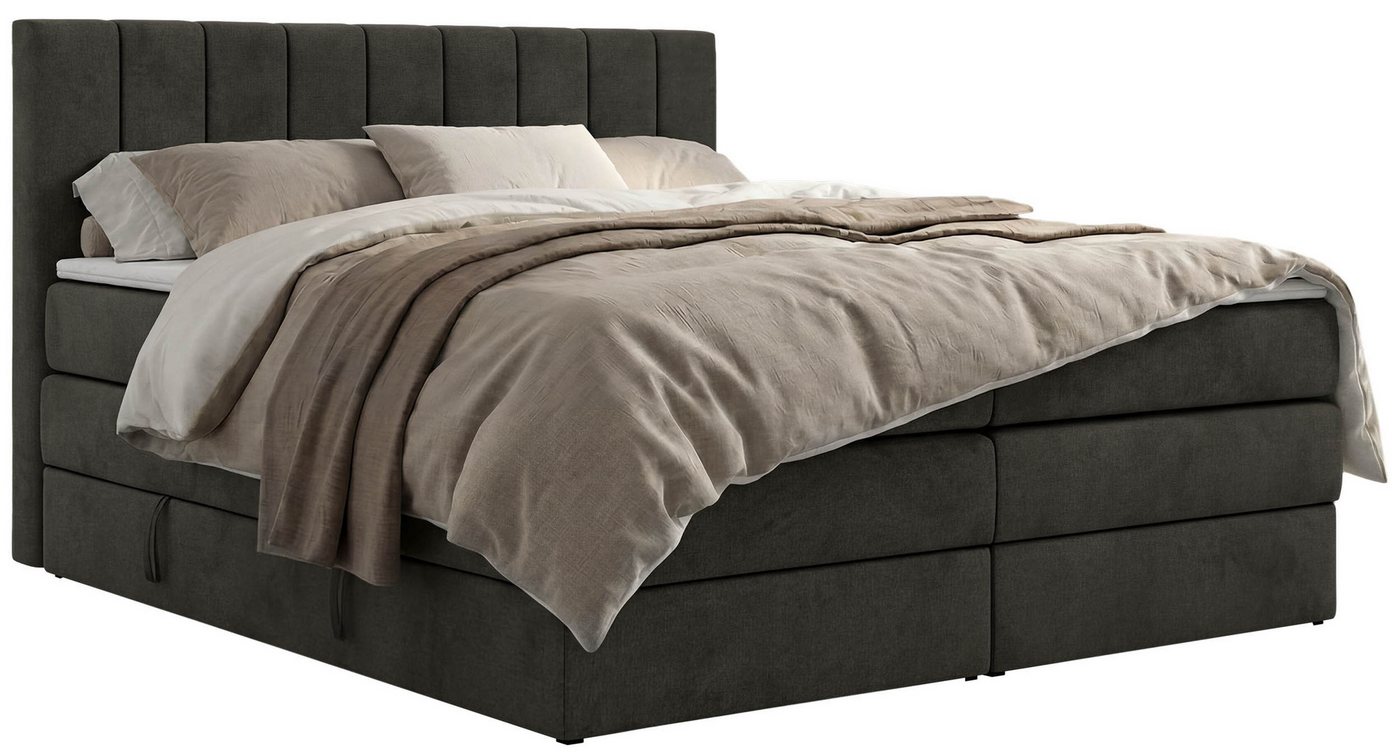MKS MÖBEL Boxspringbett ALVER KING (Set, Topper T25/Visco, T30-Schaum, Doppelbett mit Stauraum und Topper), Polsterbett mit Bettkasten, Multipocket + Pocket Pre – Bild 2 von 5