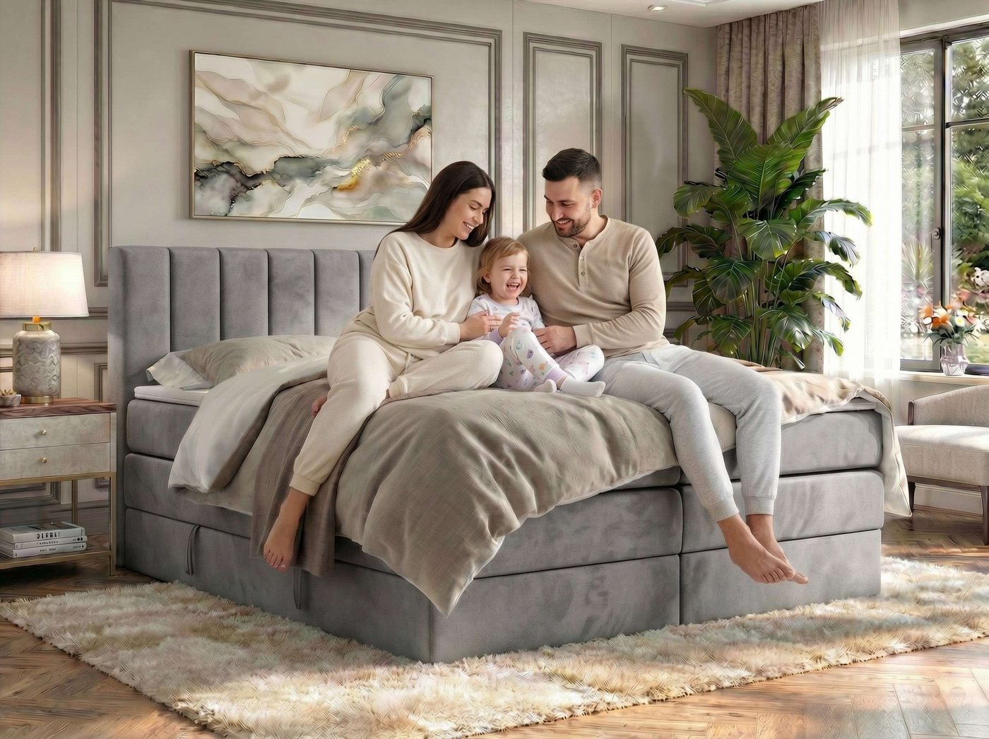 MKS MÖBEL Boxspringbett ALVER KING (Set, Topper T25/Visco, T30-Schaum, Doppelbett mit Stauraum und Topper), Polsterbett mit Bettkasten, Multipocket + Pocket Pre – Bild 4 von 5