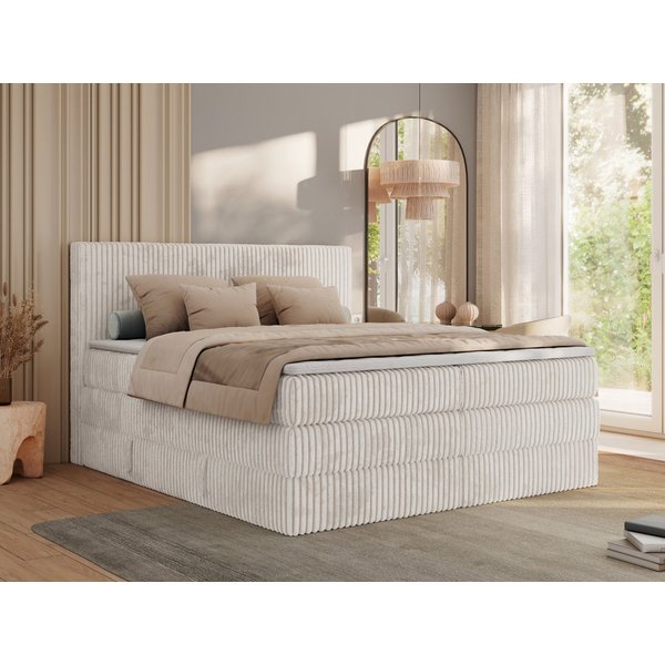 MKS MÖBEL Boxspringbett TILIANO KING (Packung, Set, Visco-Topper, Doppelbett, T30-Schaum), Polsterbett mit Multipocket-Matratzen, Cord Bett, Zwei Bettkästen