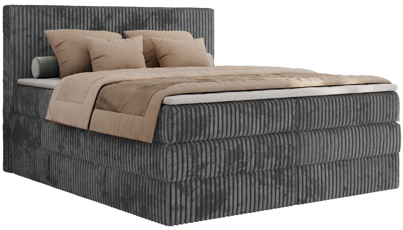 MKS MÖBEL Boxspringbett TILIANO KING (Packung, Set, Topper T25, Doppelbett, T30-Schaum), Polsterbett mit Multipocket-Matratzen, Cord Bett, Zwei Bettkästen – Bild 2 von 5