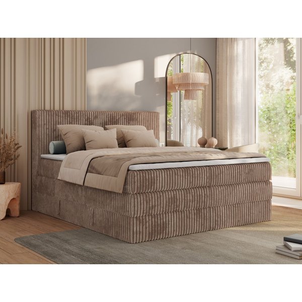 MKS MÖBEL Boxspringbett TILIANO KING (Packung, Set, Topper T25, Doppelbett, T30-Schaum), Polsterbett mit Multipocket-Matratzen, Cord Bett, Zwei Bettkästen