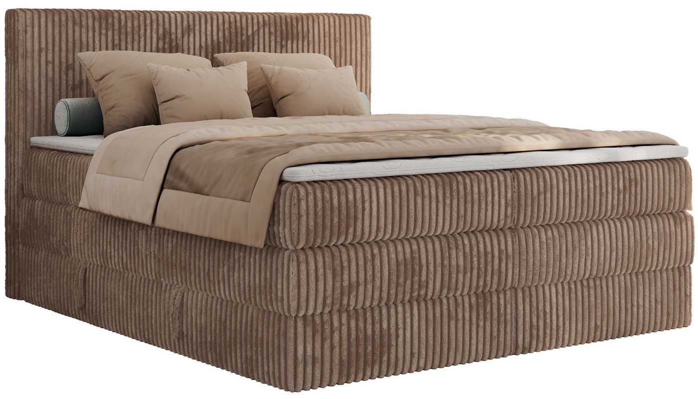 MKS MÖBEL Boxspringbett TILIANO KING (Packung, Set, Topper T25, Doppelbett, T30-Schaum), Polsterbett mit Multipocket-Matratzen, Cord Bett, Zwei Bettkästen – Bild 2 von 5
