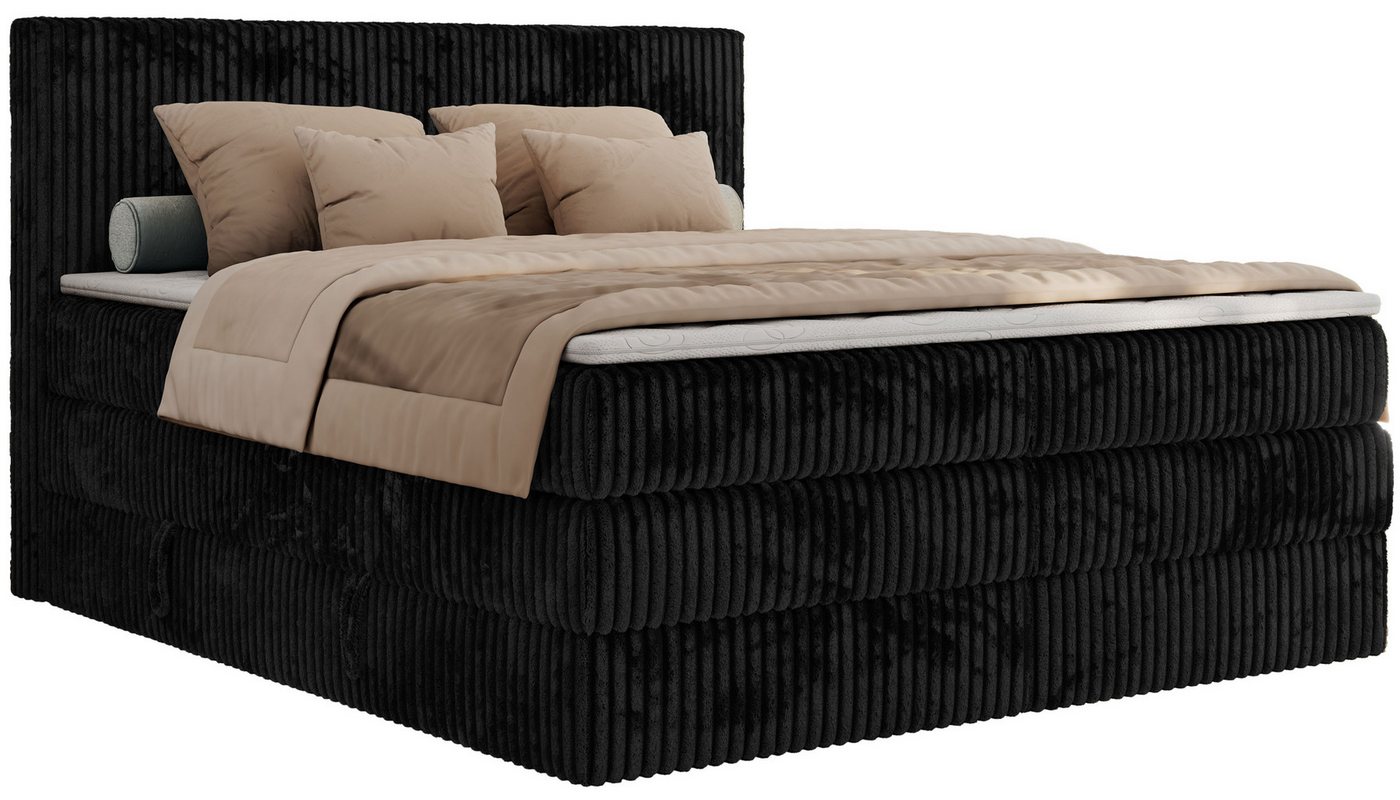 MKS MÖBEL Boxspringbett TILIANO KING (Packung, Set, Topper T25, Doppelbett, T30-Schaum), Polsterbett mit Multipocket-Matratzen, Cord Bett, Zwei Bettkästen – Bild 2 von 5