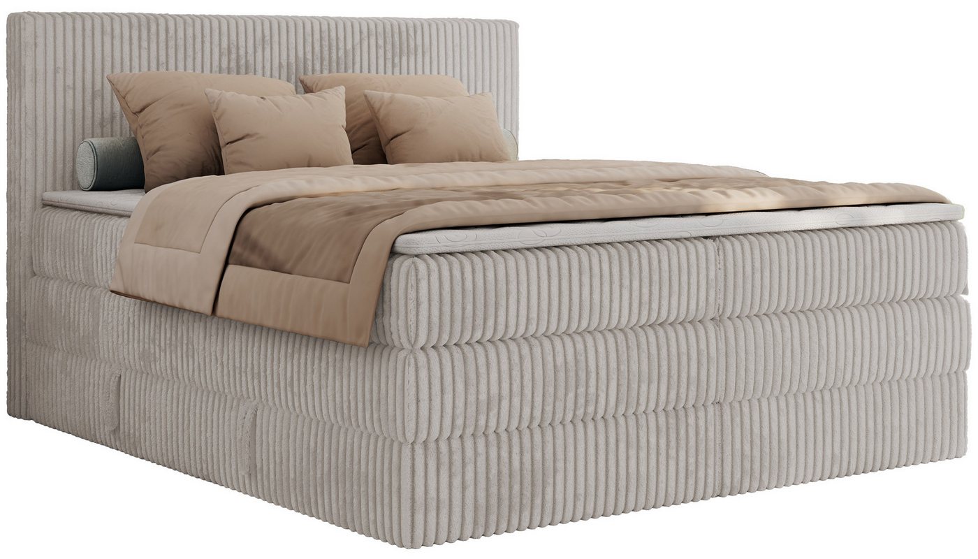 MKS MÖBEL Boxspringbett TILIANO KING (Packung, Set, Topper T25, Doppelbett, T30-Schaum), Polsterbett mit Multipocket-Matratzen, Cord Bett, Zwei Bettkästen – Bild 5 von 5