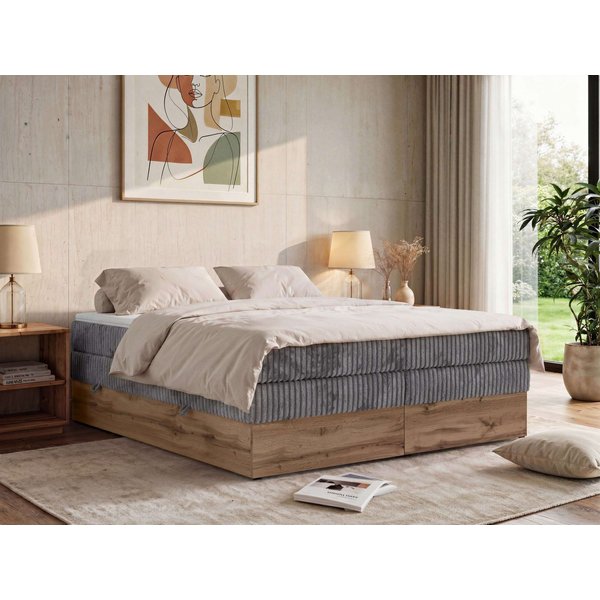 MKS MÖBEL Boxspringbett WOOD ZERO KING (Set, Bett, Möbelplattenelementen, Polsterbett mit integrierten Multipocket-Matratze), Topper T25 oder Visco optional, oh