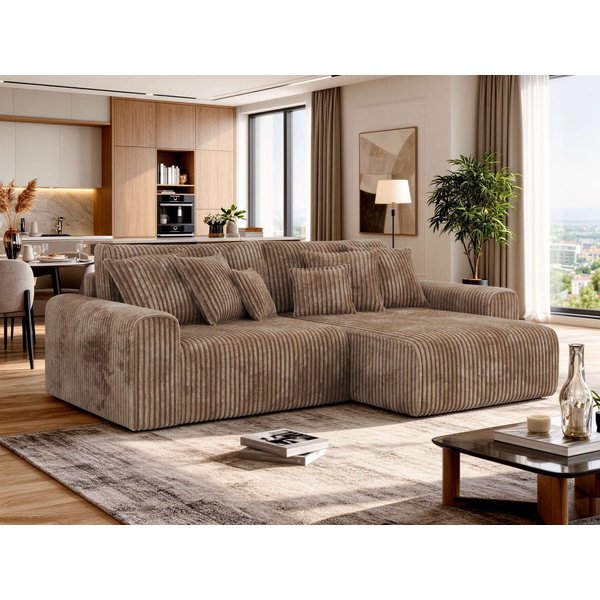 MKS MÖBEL Ecksofa ELARA L, Set, Lose Kissen, L-form Sofa, Armlehnen, DL-System, Bettkasten, Wellenfedern