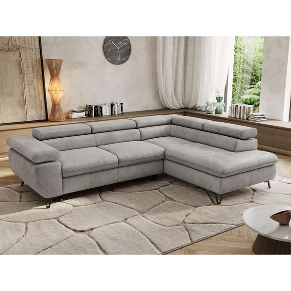 MKS MÖBEL Ecksofa PABLO L, Set, HR35-Schaum, Metallbeinen, Wellenfedern, L-form, Schlaffunktion, verstellbaren Kopfstützen, Bettkasten