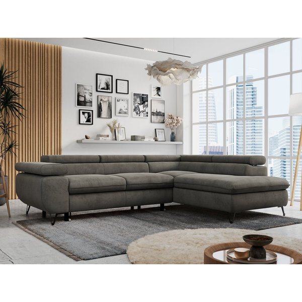 MKS MÖBEL Ecksofa PETER L, Set, Ecksofa L-form, HR35-Schaum, Wellenfederkern, Bettfunktion, Einstellbare Kopfstützen, Bettkasten