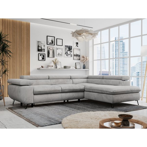 MKS MÖBEL Ecksofa PETER L, Set, Ecksofa L-form, HR35-Schaum, Wellenfederkern, Bettfunktion, Einstellbare Kopfstützen, Bettkasten