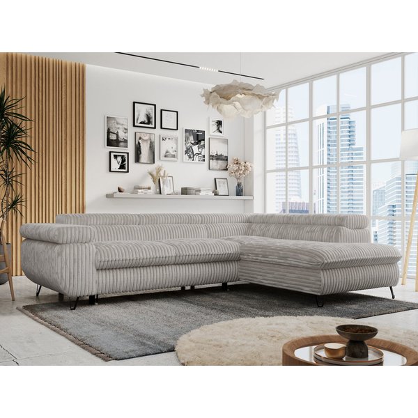 MKS MÖBEL Ecksofa PETER L, Set, Ecksofa L-form, HR35-Schaum, Wellenfederkern, Bettfunktion, Einstellbare Kopfstützen, Bettkasten