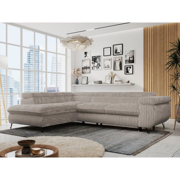 MKS MÖBEL Ecksofa PETER L, Set, Ecksofa L-form, HR35-Schaum, Wellenfederkern, Bettfunktion, Einstellbare Kopfstützen, Bettkasten