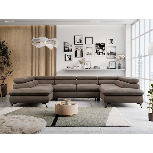 MKS MÖBEL Ecksofa PETER U, Set, Ecksofa U-Form, Wellenfedern, HR35-Schaum, form, Sofa big XXL, Bettkasten, Bettfunktion, Einstellbare Kopfstützen