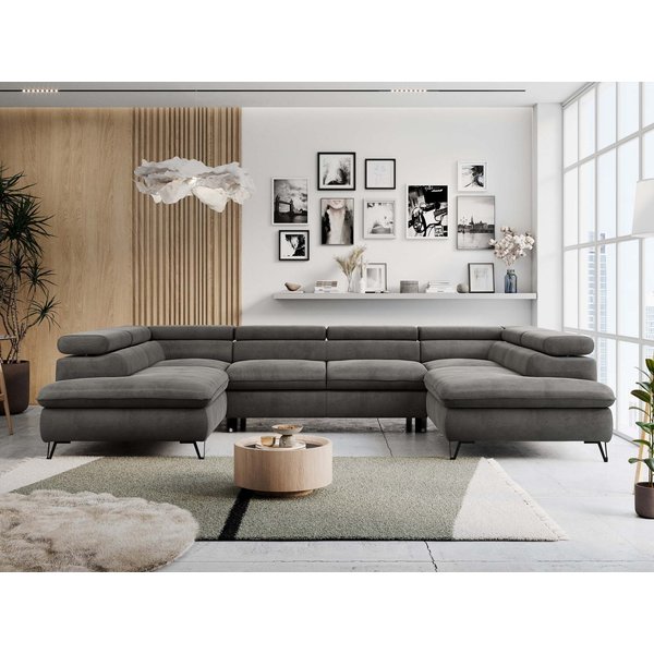 MKS MÖBEL Ecksofa PETER U, Set, Ecksofa U-Form, Wellenfedern, HR35-Schaum, form, Sofa big XXL, Bettkasten, Bettfunktion, Einstellbare Kopfstützen