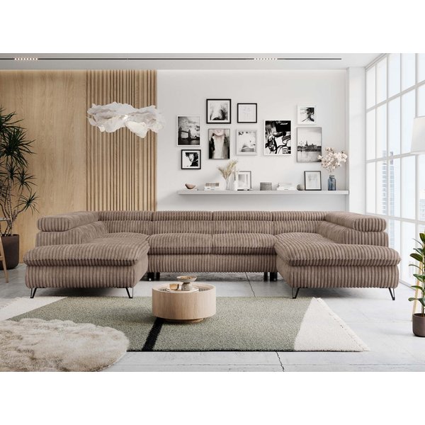 MKS MÖBEL Ecksofa PETER U, Set, Ecksofa U-Form, Wellenfedern, HR35-Schaum, form, Sofa big XXL, Bettkasten, Bettfunktion, Einstellbare Kopfstützen