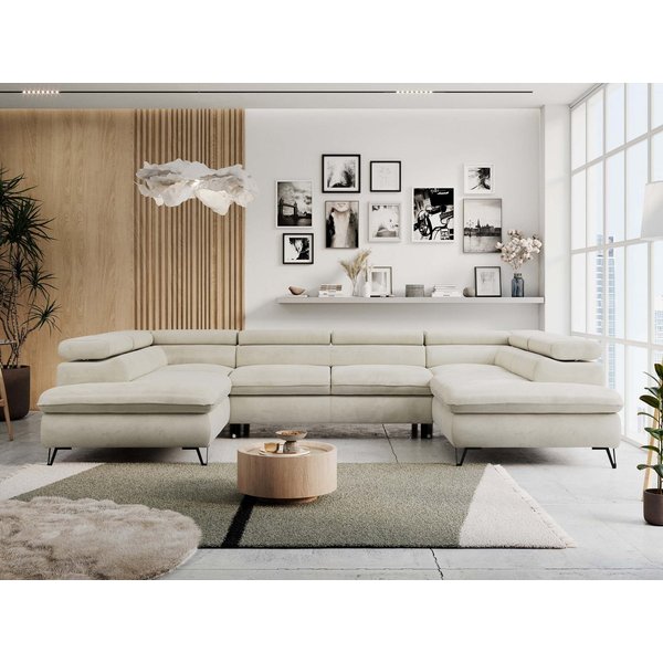 MKS MÖBEL Ecksofa PETER U, Set, Ecksofa U-Form, Wellenfedern, HR35-Schaum, form, Sofa big XXL, Bettkasten, Bettfunktion, Einstellbare Kopfstützen