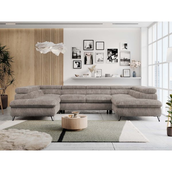 MKS MÖBEL Ecksofa PETER U, Set, Ecksofa U-Form, Wellenfedern, HR35-Schaum, form, Sofa big XXL, Bettkasten, Bettfunktion, Einstellbare Kopfstützen