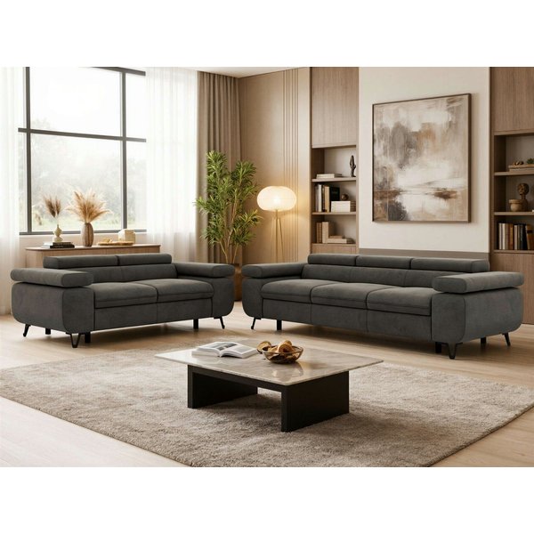 MKS MÖBEL Polstergarnitur PETER, (2+3, Set, modernes Sofa-Set, Couchgarnitur fürs Wohnzimmer), verstellbare Kopfstützen und Armlehnen