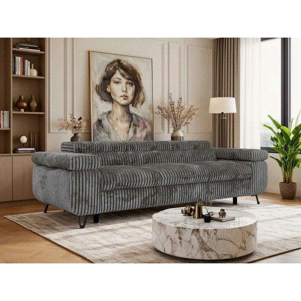 MKS MÖBEL Sofa PETER, Polstersofa mit verstellbaren Armlehnen, 3-Sitzer Sofa, Wellenfedern