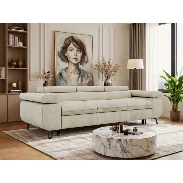 MKS MÖBEL Sofa PETER, 3-Sitzer Sofa, Sofa mit verstellbarer Rückenlehne, Schlaffunktion