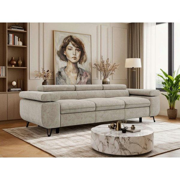 MKS MÖBEL Sofa PETER, Couch mit verstellbaren Armlehnen, 2-Sitzer Sofa, Wellenfedern